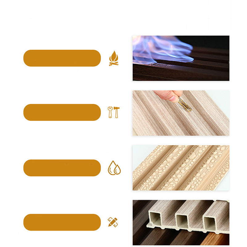 ইন্ডোর ডব্লিউপিসি ওয়াল প্যানেল কাঠ প্লাস্টিক কম্পোজিট ওয়াল বোর্ড ক্ল্যাডিং ওয়াটারপ্রুফ সাউন্ডপ্রুফ এবং জিম অ্যাপ্লিকেশনের জন্য অগ্নিরোধী বাড়ির অভ্যন্তরীণ সজ্জা